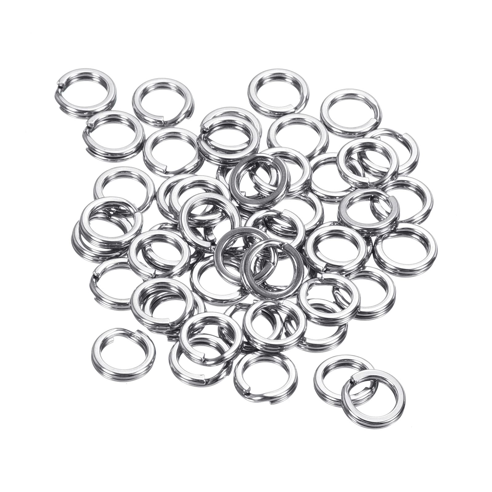 PATIKIL 0.8mm x 6mm Fishing Split Rings, 50 Pack 304 Stainless Steel Double Flat Ring Lure Connector for Saltwater Freshwater
