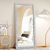 MirrMyst Rustic Farmhouse Full Length Mirror, 71"x32" Wood Frame Floor Mirror, Free Standing Leaning Hanging, Full Body for Bedroom Living Room Cloakroom, Weathered White