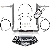 100% Plug-In Ready Dominator Industries Big Daddy 1 &frac12;" Meathook Ape Hangers, Complete Handlebar Kit Compatible with 2024 Street Glide, No Additional Parts Needed, Classic Chrome, 14"