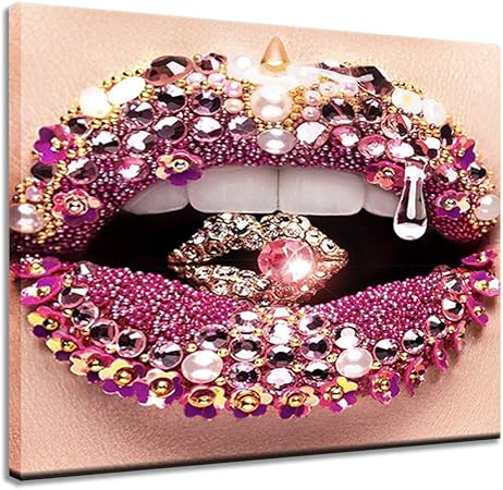 Amazon Com Art Frame Printing Modern Fashion Canvas Creative Women Lip Hd Painting Mouth Pictures Beauty Makeup Posters And Lipstick Prints Canvas Abstract Art Wall Home Decor Ready To Hang 20 X 20