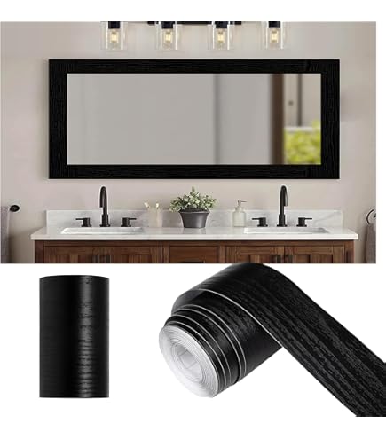 NORSENS 3.93" X 393" Grey Wood Grain Wallpaper Border, Mirror Frame