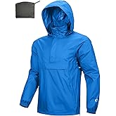 Outdoor Ventures Men's Rain Jacket Waterproof Lightweight Packable Rain Pullover for Hiking Golf Running
