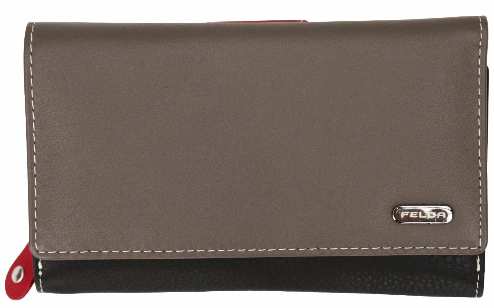 Felda Womens Genuine Soft Leather Clutch Wallet - RFID Protection, Leather Wallet - Mushroom Multi — image 1