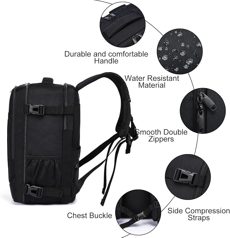Mochila Viaje 40x30x20 para Ryanair, Vueling, Mochila Cabina 40x20x30 Mochila Viaje Cabina Avion con Compartimento Impermeable 24L Equipaje de Mano Bolsa Portatil 14 Pulgadas para Trabajo, Viajes