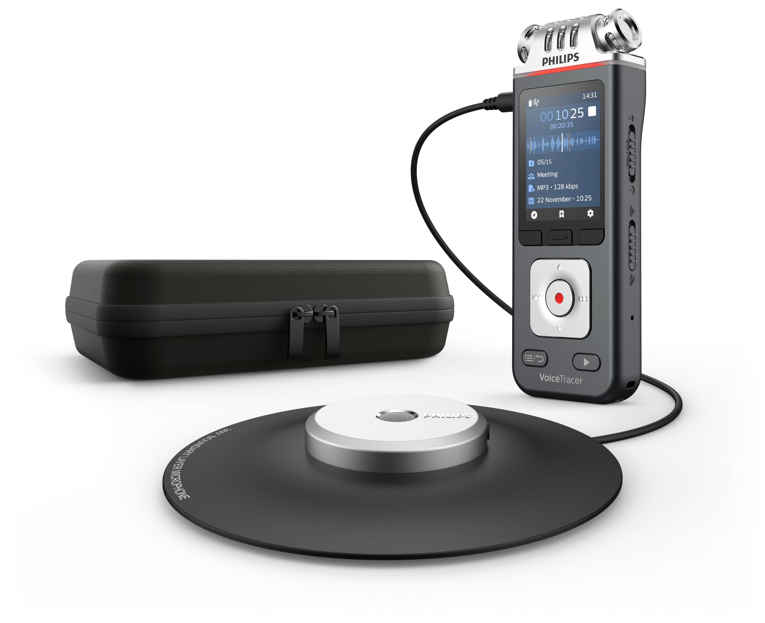 Philips Voice Tracer Audio Meeting Recorder DVT8110/00 Digital Notes Three Fidelity Microphone Rechargeable Battery