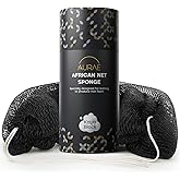 AURAE African Net Sponge – Authentic African Exfoliating Net Sponge for Bath & Shower, 45-Inch Soft, Durable & Quick-Drying M
