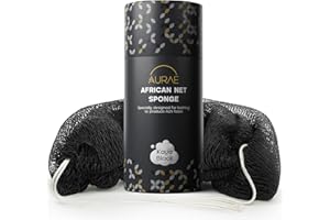 AURAE African Net Sponge – Authentic African Exfoliating Net Sponge for Bath & Shower, 45-Inch Soft, Durable & Quick-Drying M