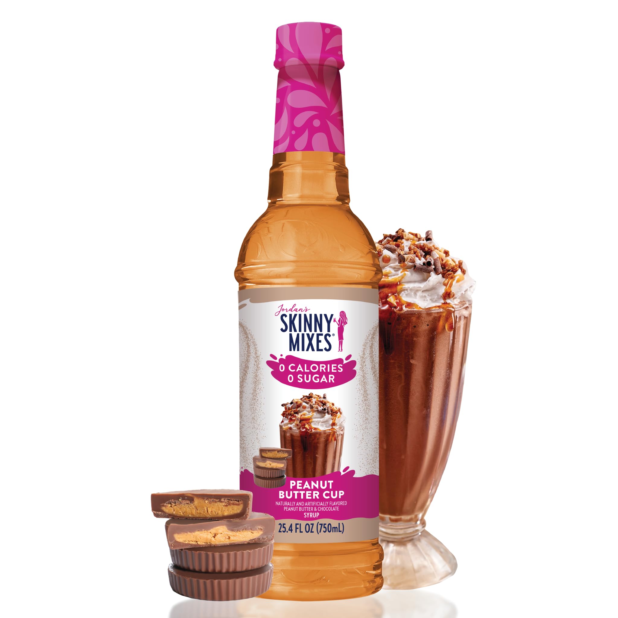 Jordan's Skinny Mixes Peanut Butter Cup | Zero Calories, Zero Sugar, Zero Carbs | Jordan's Skinny Syrups, Sugar Free Flavour for Coffee, Tea, Lattes | 1 Bottle (750 mL)