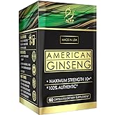 Actif American Ginseng - 100% Authentic 10 Year Old Ginseng, Non-GMO, 500mg - Made in USA