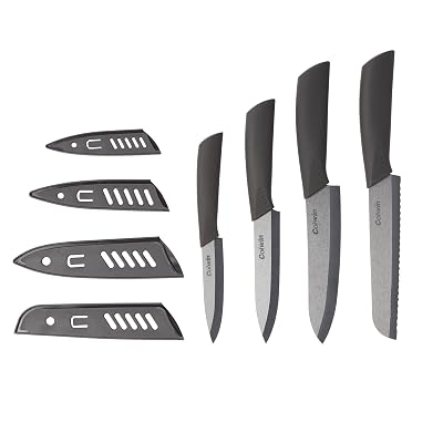 Coiwin Kitchen Cutlery Ceramic Knife Set with Sheaths Super Sharp and Rust Proof and Stain Resistant 6&amp;amp;quot; Bread Knife, 6&amp;amp;quot; Chef