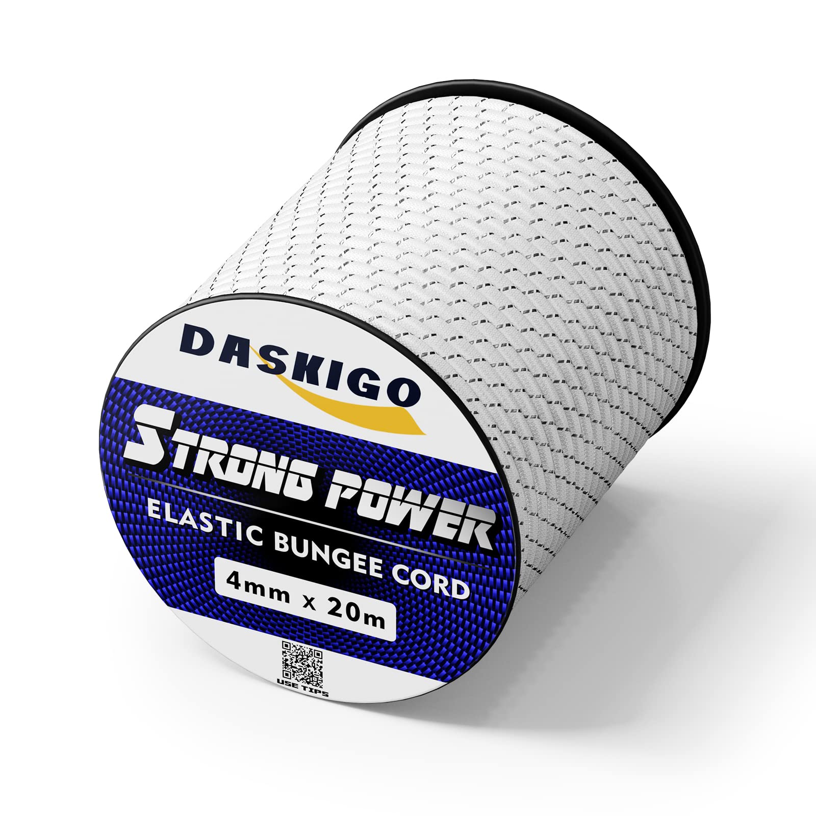 Bungee Cord Elastic Shock Cord, 4mm x 20M White&Black — image 1
