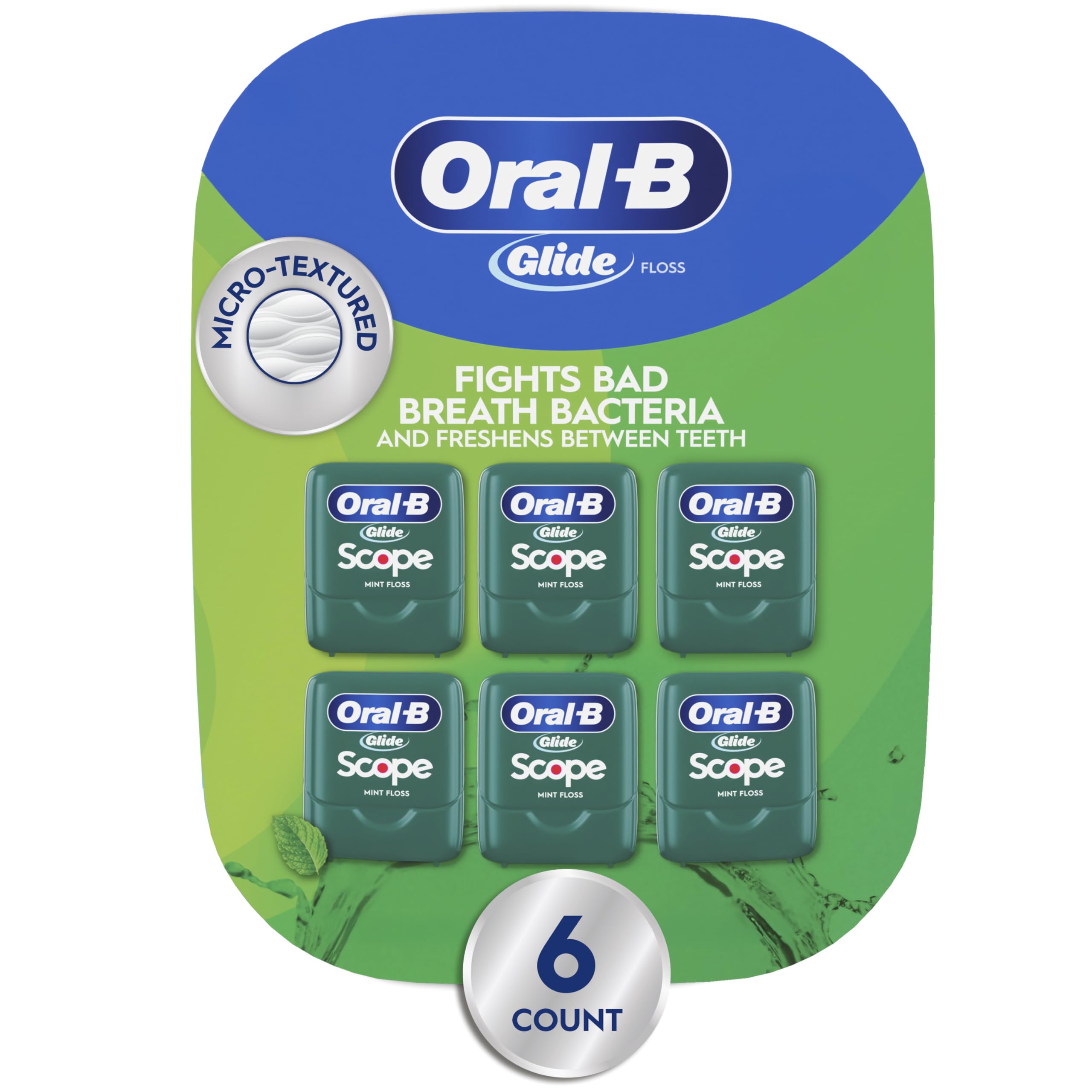 Photo 1 of Oral-B Glide Dental Floss, Scope Mint Flavor, 40 m, Pack of 6