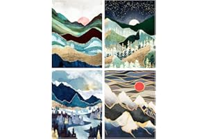 LWZAYS 4 Pack Cross Stitch Kits-Stamped Cross Stitch Kits for Adults Landscape Counted DIY Embroidery Needlepoint Kits Home Decor 12x16inch