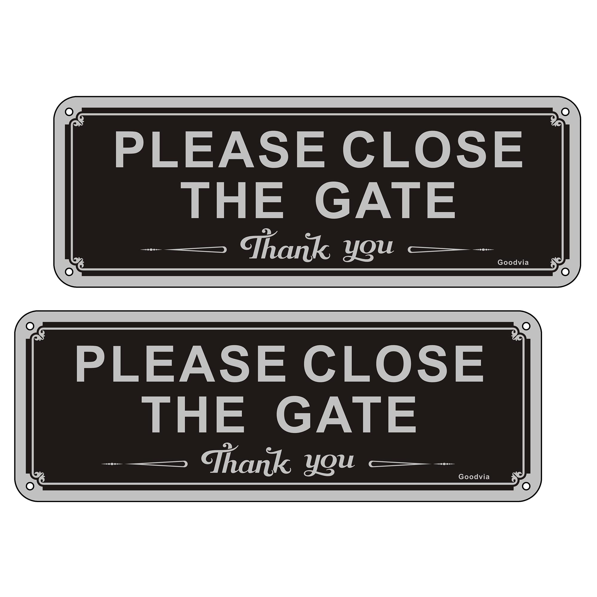 Please Close the Gate Sign Garden Dog Signs Metel Aluminum 3.5'' x 9.8'' Rust Free, Waterproof, UV Resistant,Fade Resistant Pack of 2