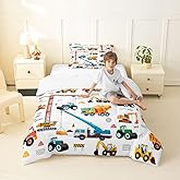 Excavator Comforter Set Twin Size, Tractor Machinery Trucks Bedding Set, Construction Vehicle Down Comforter For Kids Boys, Bulldozer Crane Equipment Truck Duvet Set 2Pcs Room Decor, Yellow Green