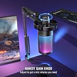 FIFINE USB Gaming Microphone Kit RGB Mute Boom Arm Shock Mount Pop Filter view 5