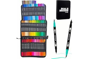AQTQA Dual Brush Marker Pens, 72 Colors Art Markers Set with Fine and Brush Tip Markers for Adult Coloring Books No Bleeding, Can Be Used for Note Taking Planner Hand Lettering Calligraphy