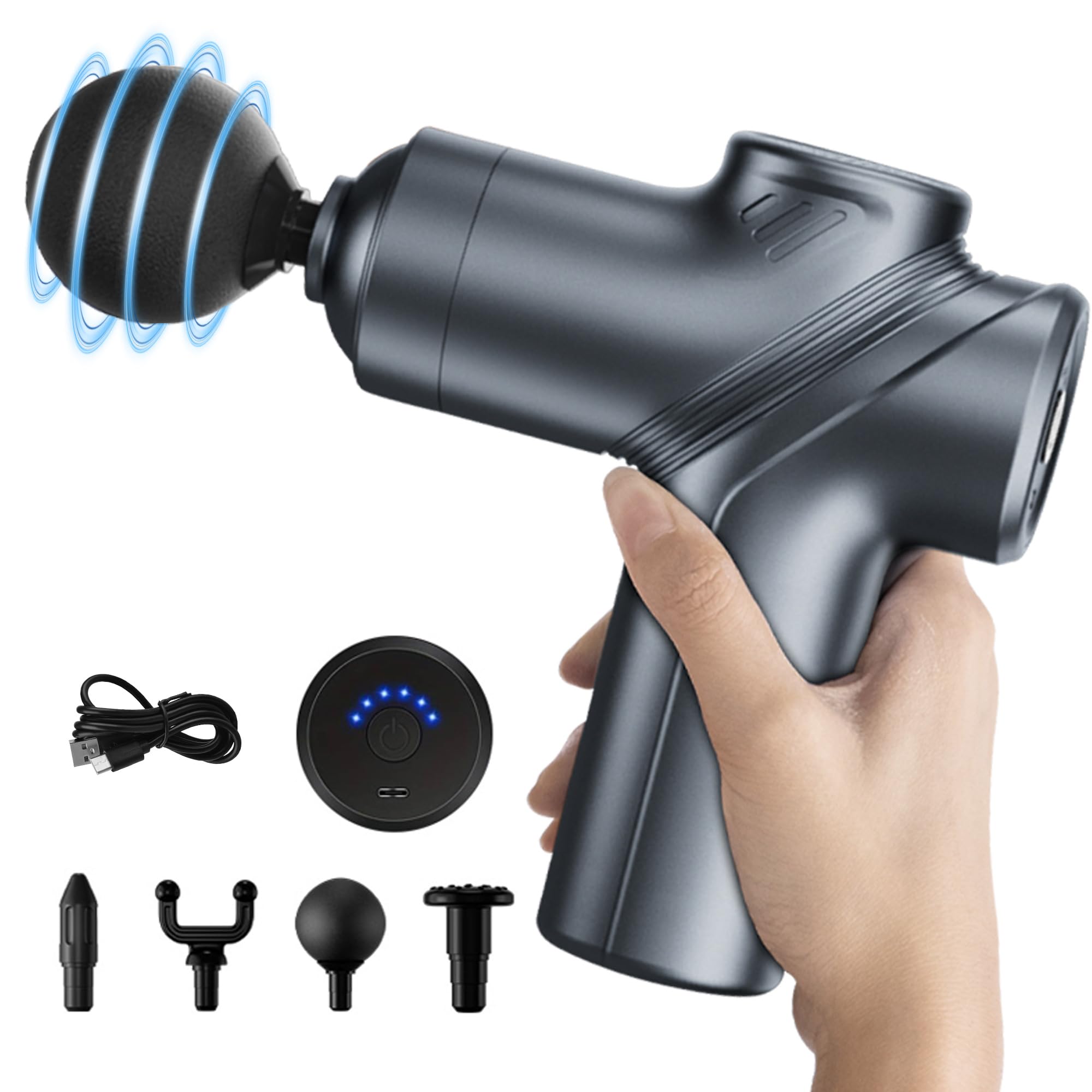 Photo 1 of LEERCON Massage Gun Deep Tissue, Silent Brushless Motor and Portable Massage Gun with 4 Interchangeable Heads for Deep Muscle Relief and Relaxation, Relax Gift