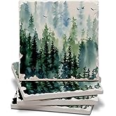 Thirstystone Treeline 4-Pack Tumbled Tile Stone Coasters with Protective Cork Backing Manufactured in The USA