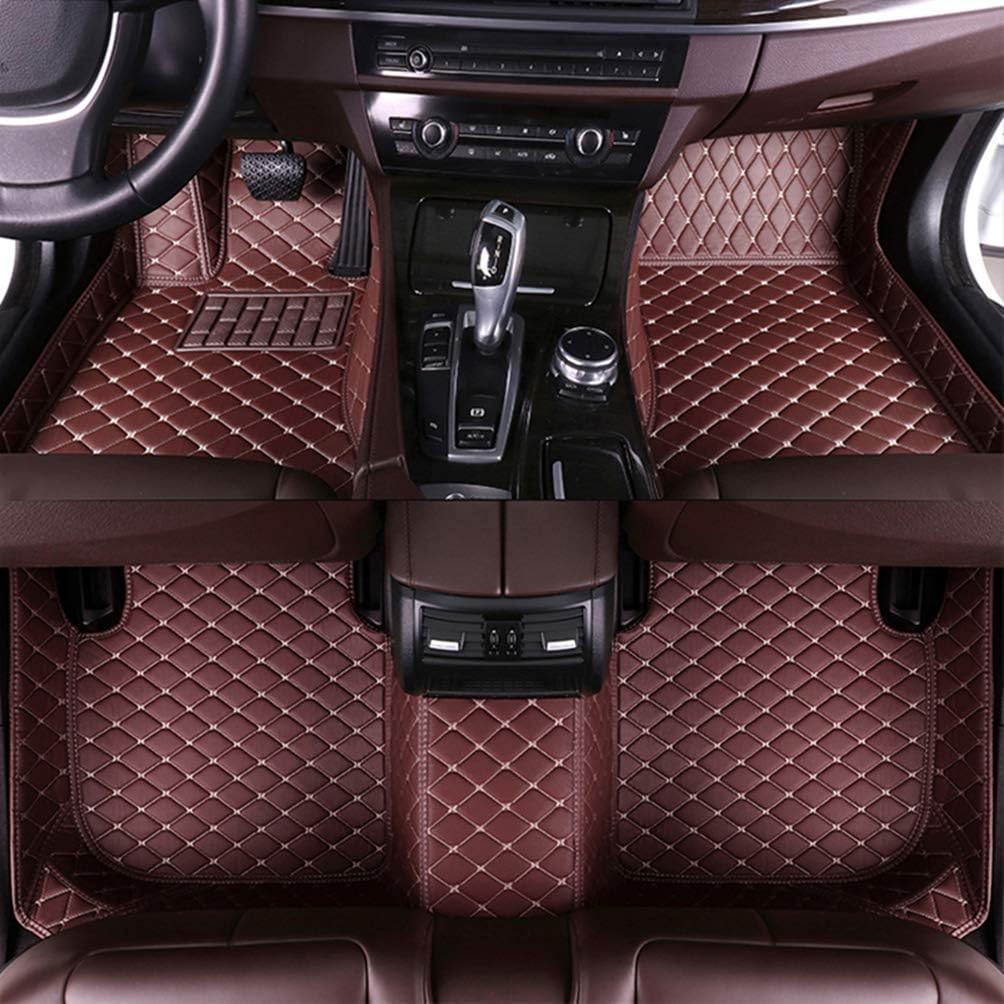 MyGone Car Floor Mats for BMW 2008-2012 3 Series 318i 320i 325i 330i 335i 340i 328i 4-Door, Leather Floor Liners-Custom Fit Full Wrapped, Waterproof Non-Slip All Weather, Front Rear Coffee Colour