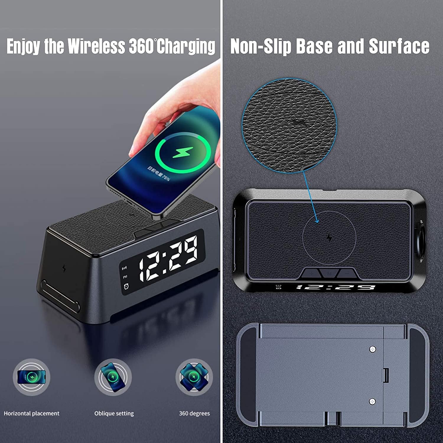LED Digital Clock 2021 New Version Fast Wireless Charging Station for Multiple Devices,3 in 1 Wireless Charger Compatible with iPhone,Apple Watch & AirPods (Apple Watch Charging Cable not Included)