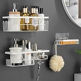 KEGII 3 Pack Shower Caddy White Wall Shelf Organiser
