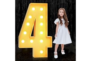 YOSWPP 4FT Large Marquee Light Up Letters Numbers Giant Mosaic Balloon Frame,Wedding Backdrop Decoration Anniversary Decoration Foam Board (4, 4FT)