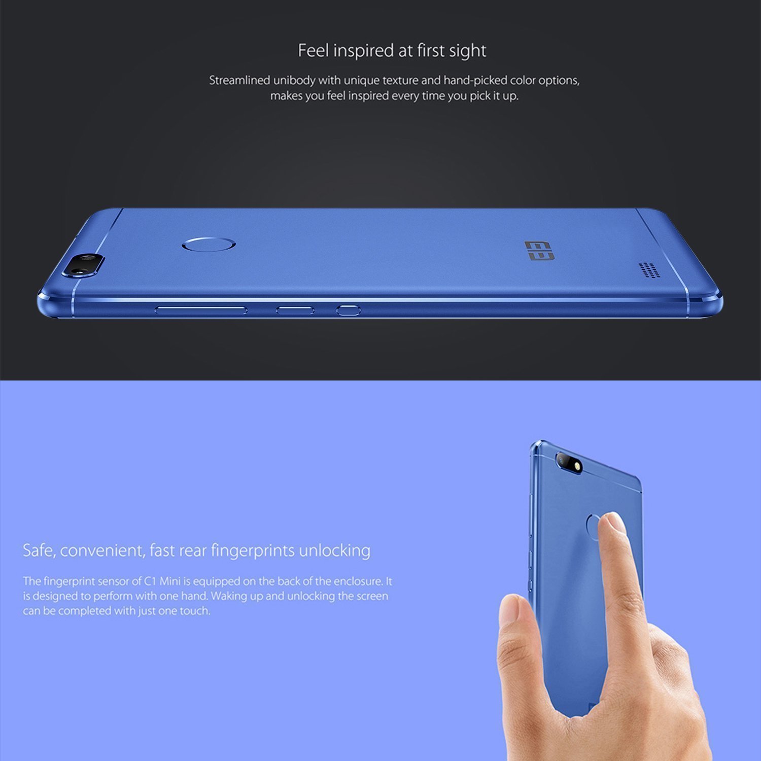 Elephone C1 Mini Migvela Smartphone Android 6.0 4G LTE Quad-Core 5 Inch 1280*720 pixel HD Mobile,1GB RAM 16GB ROM Dual Cameras Dual SIM with Fingerprint(Blue)