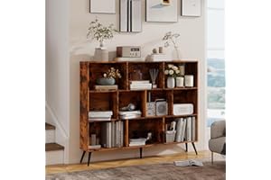 3 - Tier 10 - Cube Wooden Open Shelf Bookcase 5 - Leg Floor Standing Display Cabinet for Home Office & Living Room Storage