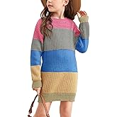 Hestenve Girl's Long-Sleeve Knitted Dress Pullover Long Sweater Bodycon Dresses Winter Christmas Clothes for Kids