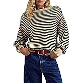 Geulis Womens Striped Sweaters Long Sleeve Pullover Sweater Casual Tops Loose Fit Fall Outfits 2025 Trendy