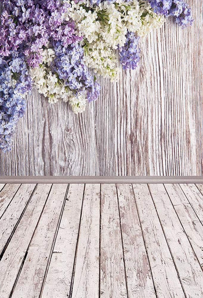 MEHOFOTO 5x7ft Photo Studio Booth Background Blossom Purple White Flower Floral Wood Backdrops for Photography - Image 3