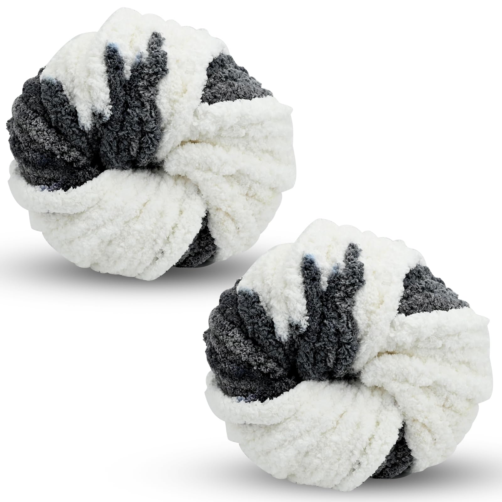 Chunky Wool Yarn 250g × 2, Multi-Colored Knitting Yarn for Crochet, 2cm Soft Knitting Wool for Making Handmade Bags Hats Blankets Pillow Cushion Cat Bed — image 1