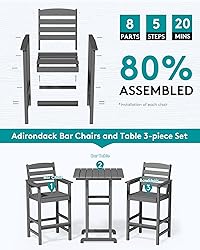 SERWALL 4 Pieces Outdoor Patio Bar Set with 9ft