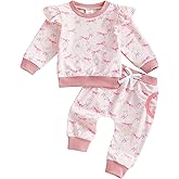 mlpeerw Toddler Baby Girl Valentines Outfit 3 6 9 12 18 24 Months Long Sleeve Sweatshirt Pants Set Cute Spring Clothes (Easter bunny-Pink, 18-24 Months)