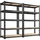 REIBII 2400LBS Garage Shelving Heavy Duty 5 Tier Storage Shelves Adjustable Garage Shelves, Utility Rack Shelf, Shelving Units for Storage Warehouse Pantry Closet, 35.5" W x 11.9" D x 72" H, 2 Pack