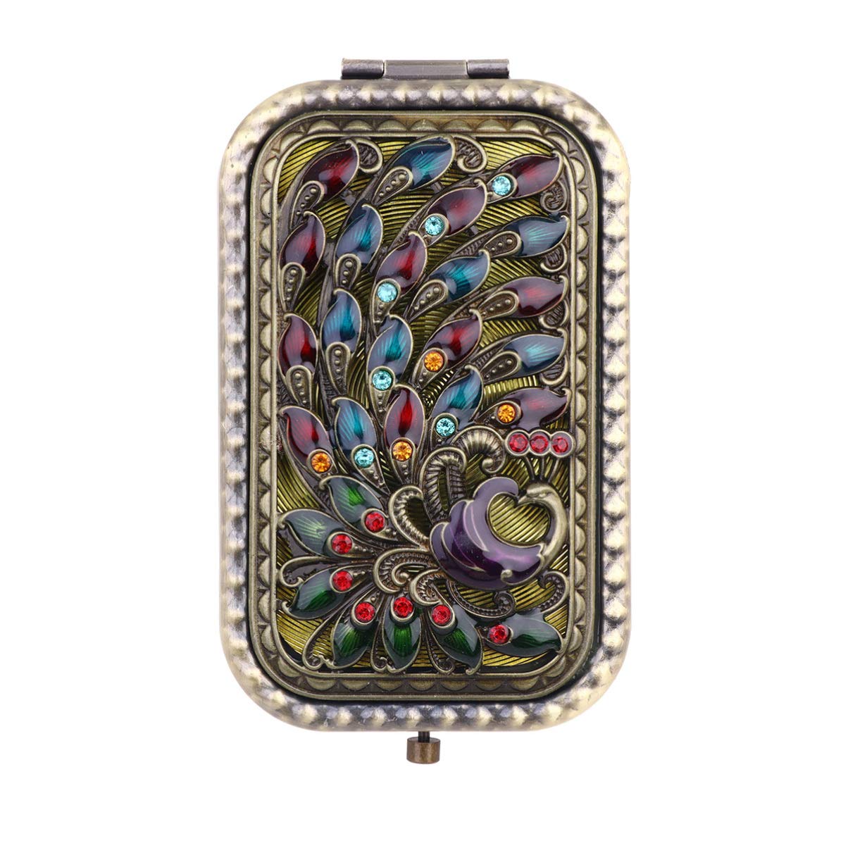 Minkissy Vintage Compact Mirror Travel Purse Makeup Mirror Mini Double-sided Comestic Mirror for Women