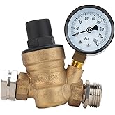 Camco Adjustable RV/Marine Brass Water Pressure Regulator | Help Stop Damage to RV/Marine Appliances, Plumbing Fixtures, and