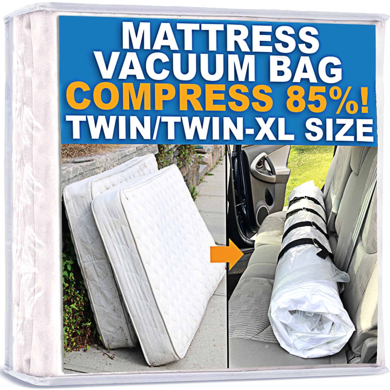 Homie Mattress Vacuum Bag, Sealable Bag for Memory Foam or Inner Spring Mattresses, Compression and Storage for Moving and Returns (Twin/Twin-XL)