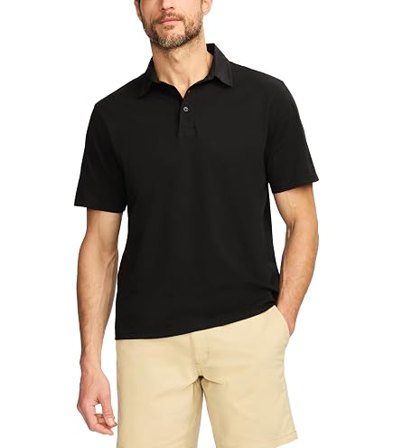 SAKS FIFTH AVENUE Men's Short Sleeve Textured Pique Polo, Premium