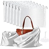 6 Pack Dust Bags for Handbags Silk Dust Cover Bag for Handbags Purses Shoes Boots, Silk Dustproof Drawstring Bag Travel Storage Pouch (White, 19.6 × 15.7 in)