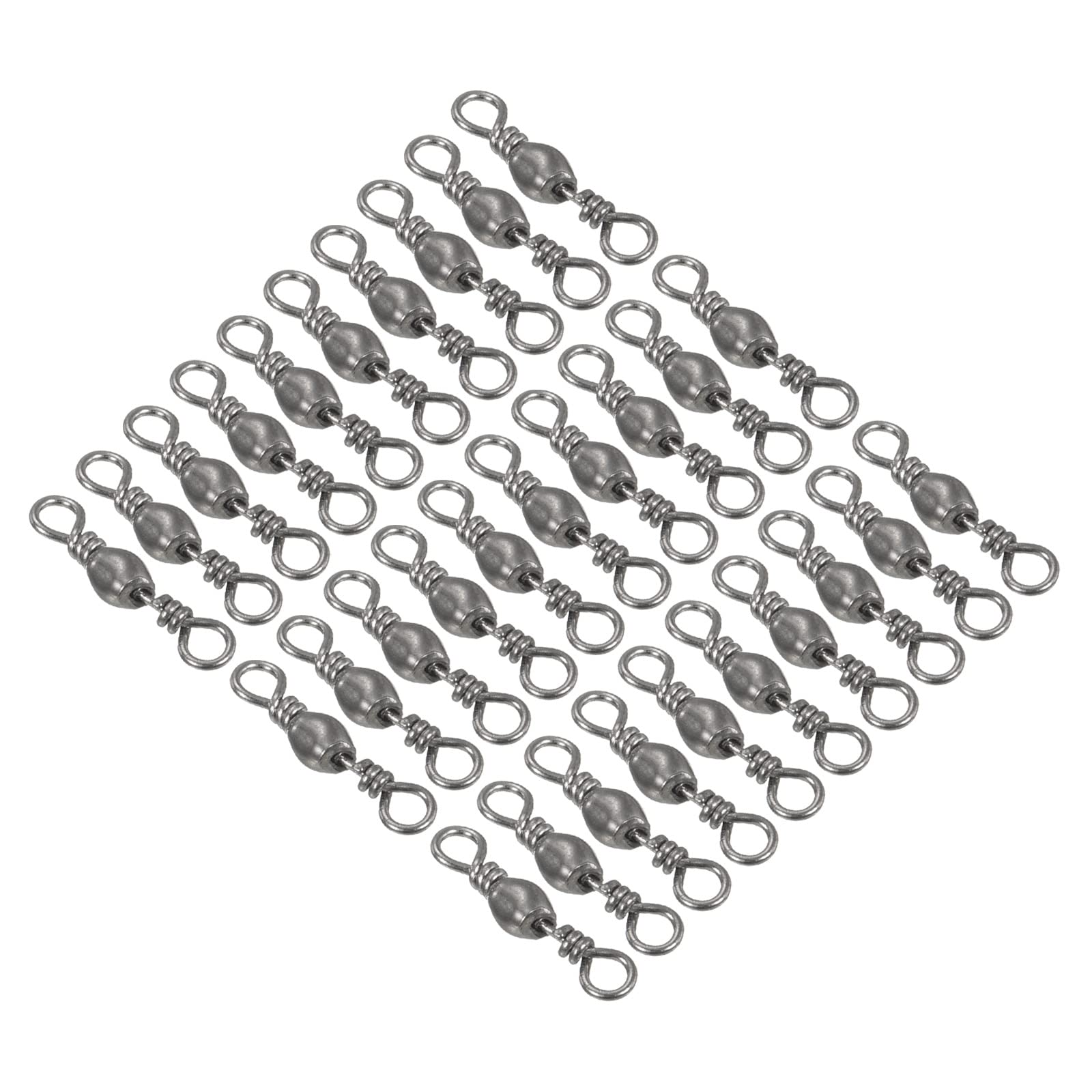 PATIKIL Fishing Barrel Swivel, 100Pcs 28lb Carbon Steel Solid Ring Terminal Tackle, Black