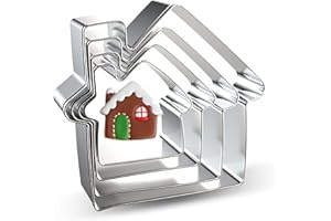 House Cookie Cutters Shapes Set - 4 Pieces Gingerbread House Real Estate Cookie Cutter Biscuit Mold for DIY Chirstmas Day Hol