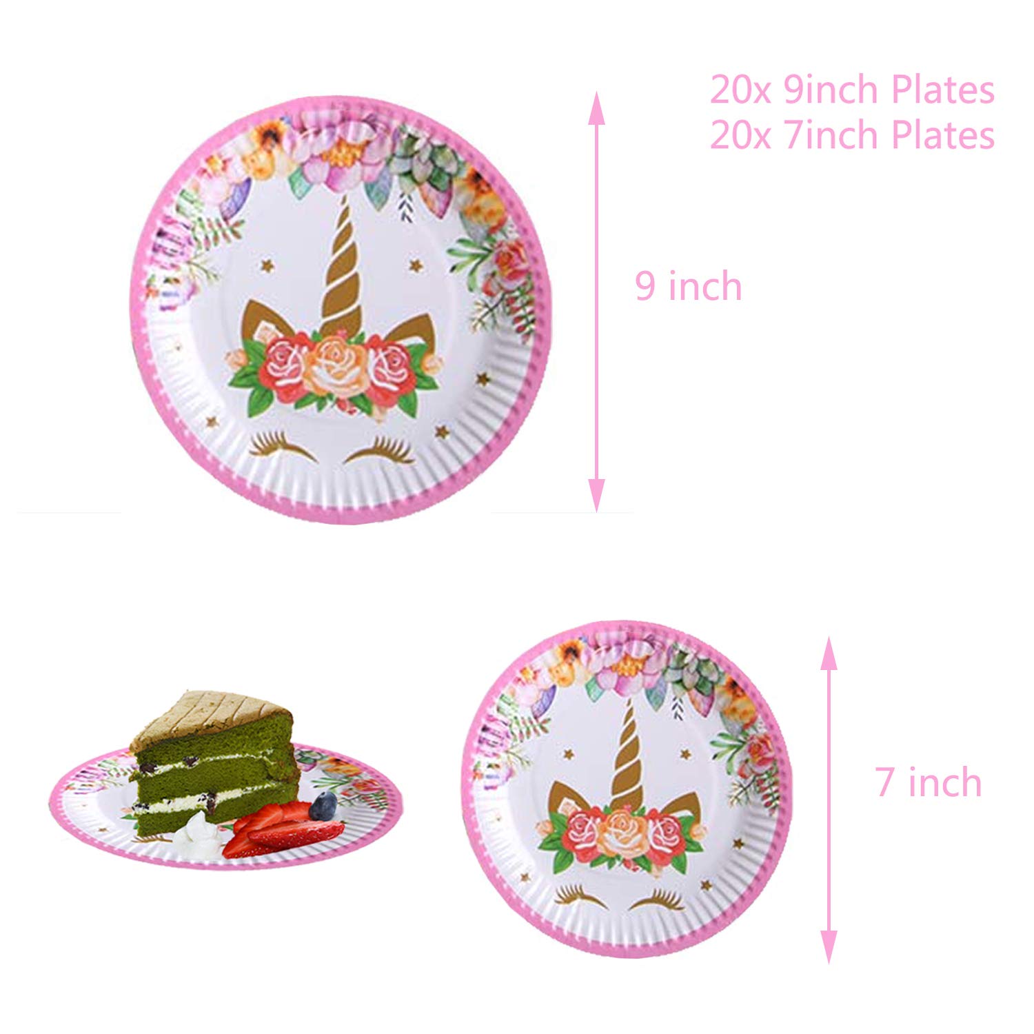 Unicorn Party Supplies Set,Unicorn Cake Plates and Napkins | Magical Unicorn Birthday Party Decorations For Birthday Party Baby Showers,First Birthday Party Decorations,Serves 20 Guests