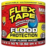 Flex Tape Flood Protection, 3.75 in x 50 ft, MAX, Waterproof Rubberized Tape, Removable, Use on Windows, Doors, Garage Doors, Casings, Thresholds, Conduits, Vents, Ducts