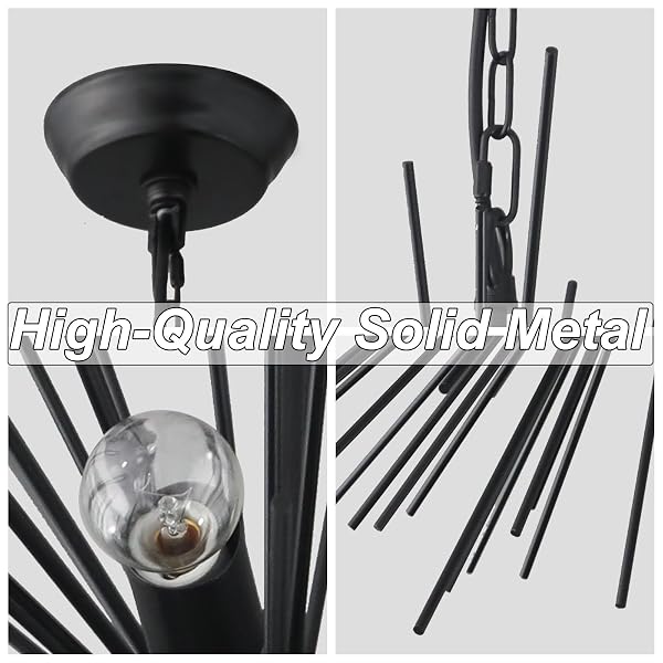 TESCRUANT 29.13″ LARGE BLACK SPUTNIK CHANDELIER VINTAGE GEOMETRIC STARBURST CHANDELIER LIGHT MODERN SOLID METAL FIREWORK CHANDELIERS FOR DINING ROOM, KITCHEN ISLAND, BEDROOM, LIVING ROOM