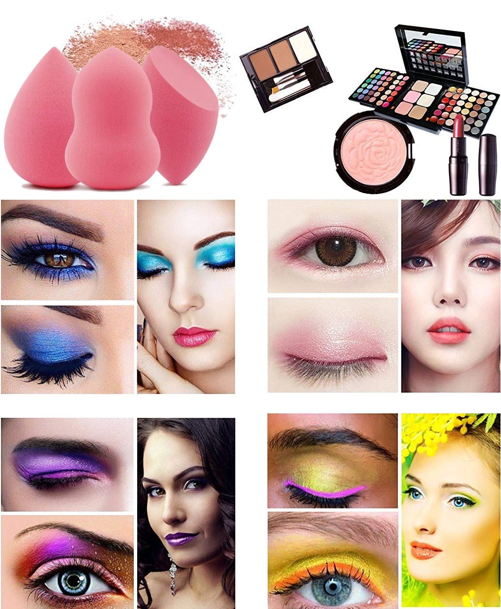 Makeup Blender Sponge 3 Pcs Set - Beauty Sponge Foundation Blending Sponge with Egg Sponge Blending Holder Stand, Flawless for Liquid & Creams & Powers : Beauty