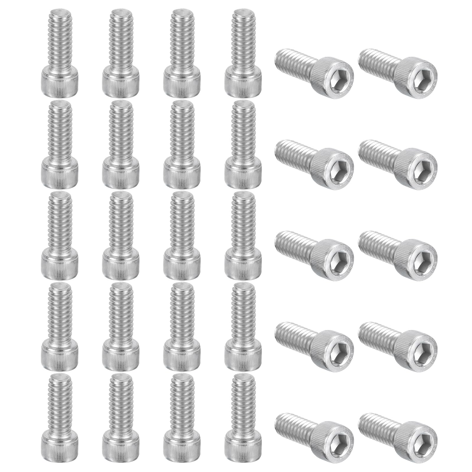 PATIKIL 1/4-20 x 5/8" Hex Socket Cap Head Screw Bolt, 30Pcs 304 Stainless Steel 18-8, Machine Full Thread for Construction, Manufacturing, Engineering, Assembling, Furniture