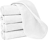URAQT 5 Pack Microfiber Face Cloths Makeup Remover Washable Soft White