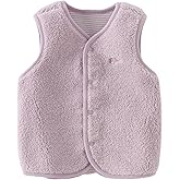 DAVE&BELLA Toddler Vest for Girls Boy, Sleeveless Reversible Sherpa Fleece Vest Fall Winter Button Down Waistcoat Outerwear